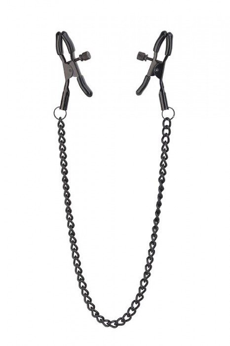 Черные зажимы на соски на цепочке BLAZE DELUXE NIPPLE CLAMPS - Dream Toys - купить с доставкой в Нижнем Тагиле