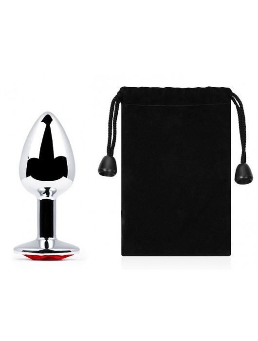 Серебристая анальная пробка с красным стразом - 7,2 см. - Anal Jewelry Plug - купить с доставкой в Нижнем Тагиле