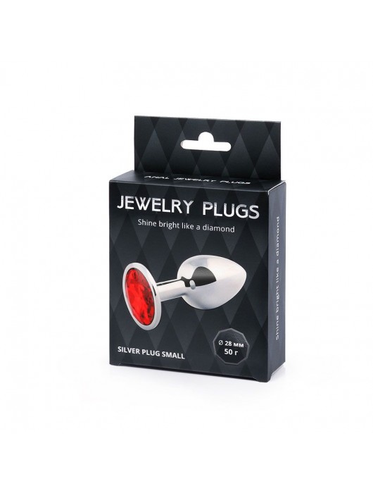 Серебристая анальная пробка с красным стразом - 7,2 см. - Anal Jewelry Plug - купить с доставкой в Нижнем Тагиле