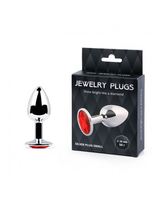 Серебристая анальная пробка с красным стразом - 7,2 см. - Anal Jewelry Plug - купить с доставкой в Нижнем Тагиле