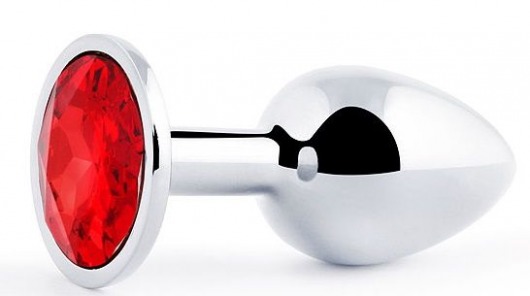 Серебристая анальная пробка с красным стразом - 7,2 см. - Anal Jewelry Plug - купить с доставкой в Нижнем Тагиле