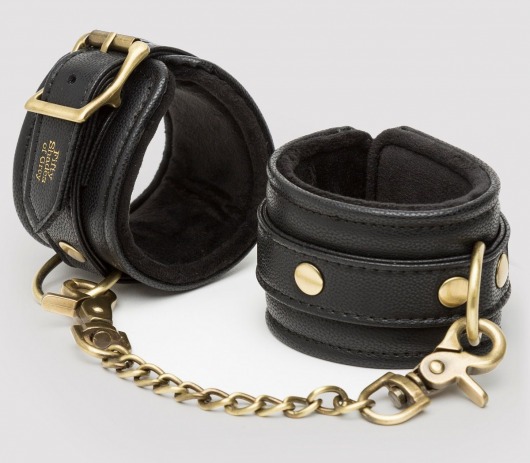 Черные наручники Bound to You Faux Leather Wrist Cuffs - Fifty Shades of Grey - купить с доставкой в Нижнем Тагиле