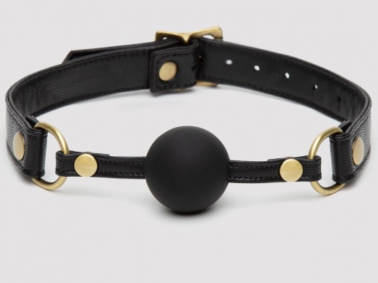 Черный кляп-шар Bound to You Faux Leather Ball Gag - Fifty Shades of Grey - купить с доставкой в Нижнем Тагиле