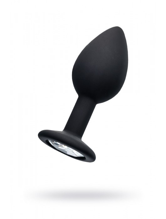 Черная анальная втулка с прозрачным стразом - 7,2 см. - POPO Pleasure - купить с доставкой в Нижнем Тагиле