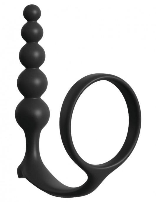 Черная анальная цепочка с эрекционным кольцом Ass-gasm Cockring Anal Beads - Pipedream - в Нижнем Тагиле купить с доставкой