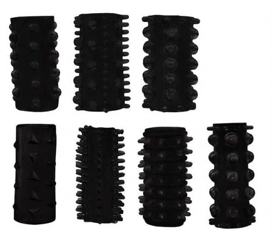 Набор из 7 черных насадок PENIS SLEEVES SET - Dream Toys - в Нижнем Тагиле купить с доставкой