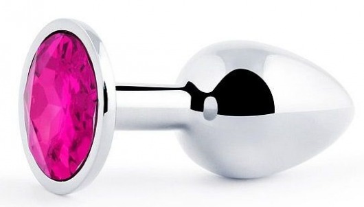 Серебристая анальная пробка с малиновым кристаллом - 7,2 см. - Anal Jewelry Plug - купить с доставкой в Нижнем Тагиле