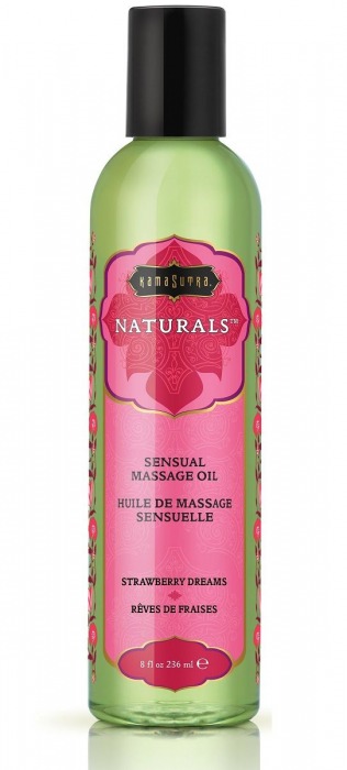 Массажное масло Naturals Strawberry Dreams с ароматом клубники - 236 мл. - Kama Sutra - купить с доставкой в Нижнем Тагиле