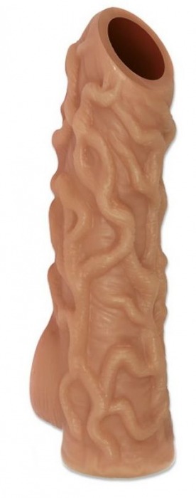 Телесная насадка с венками и открытой головкой Nude Sleeve L - 14 см. - KOKOS - в Нижнем Тагиле купить с доставкой