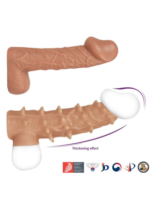 Телесная насадка с шипами и открытой головкой Nude Sleeve L - 14 см. - KOKOS - в Нижнем Тагиле купить с доставкой