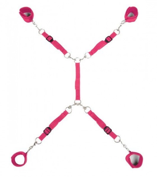 Ярко-розовый набор фиксаций на кровати Classic Bed Spreader - Lux Fetish - купить с доставкой в Нижнем Тагиле
