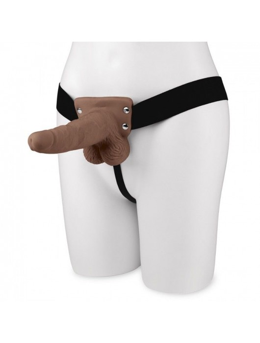 Коричневый перезаряжаемый вибрострапон - 18 см. - Lux Fetish - купить с доставкой в Нижнем Тагиле