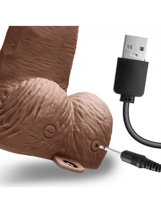 Коричневый перезаряжаемый вибрострапон - 18 см. - Lux Fetish - купить с доставкой в Нижнем Тагиле