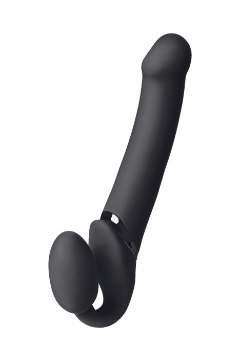 Черный безремневой вибрострапон Vibrating Bendable Strap-On L - Strap-on-me - купить с доставкой в Нижнем Тагиле