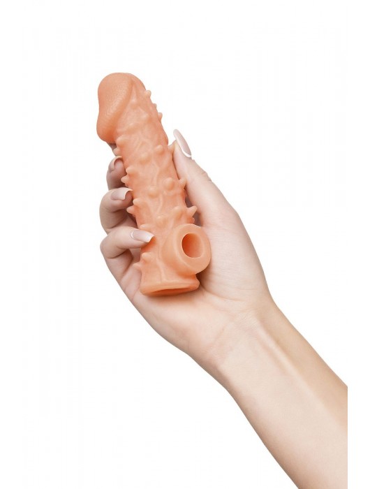 Телесная закрытая насадка с пупырышками Cock Sleeve Size S - 13,8 см. - KOKOS - в Нижнем Тагиле купить с доставкой