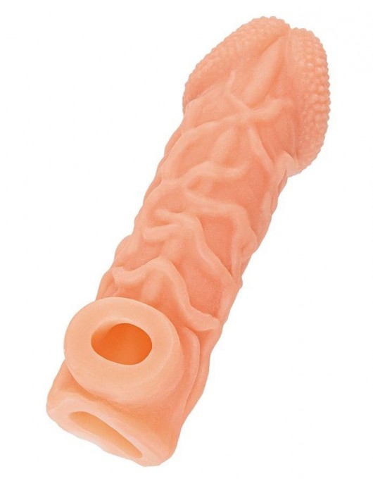 Телесная закрытая насадка с венками Cock Sleeve Size S - 13,8 см. - KOKOS - в Нижнем Тагиле купить с доставкой