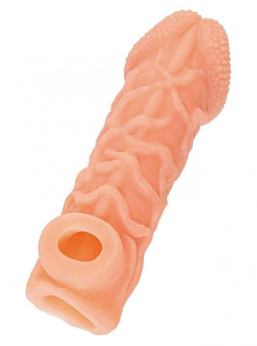 Телесная закрытая насадка с венками Cock Sleeve Size L - 17,6 см. - KOKOS - в Нижнем Тагиле купить с доставкой