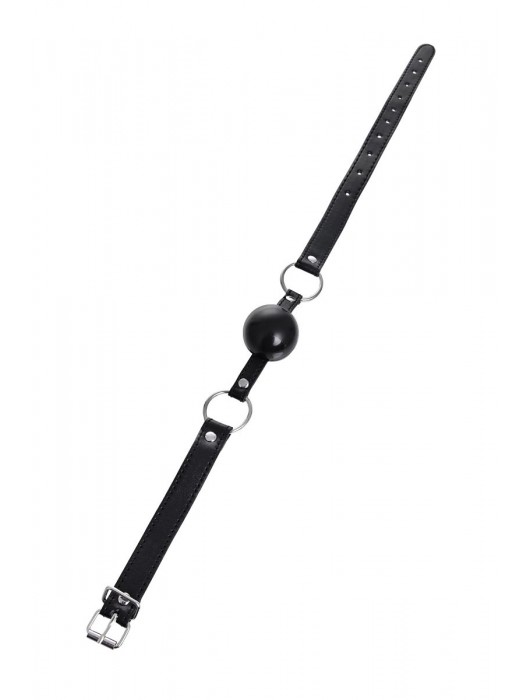Черный кляп-шар на кожаных ремешках Anonymo - ToyFa - купить с доставкой в Нижнем Тагиле