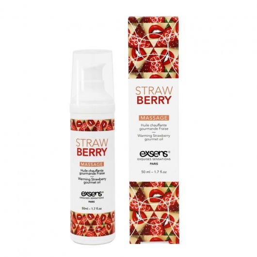 Разогревающее массажное масло  с ароматом клубники Gourmet Strawberry - 50 мл. - Exsens - купить с доставкой в Нижнем Тагиле