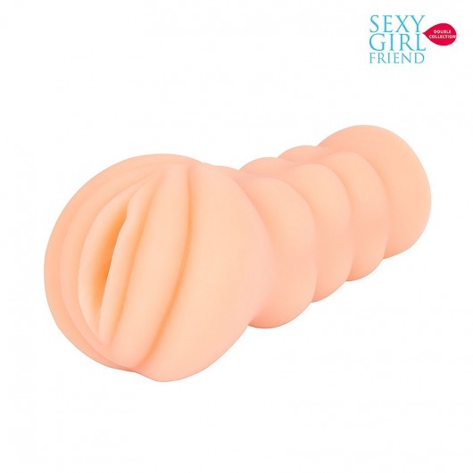 Телесный мастурбатор-вагина с комплектом эрекционных колец - Bior toys - в Нижнем Тагиле купить с доставкой