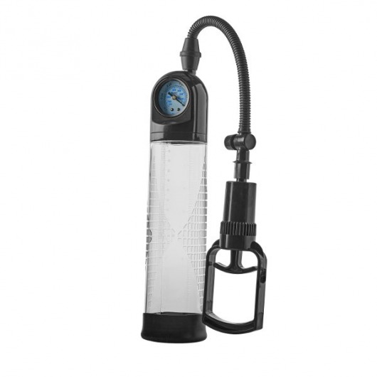 Прозрачная вакуумная помпа с манометром Deluxe Penis Pump - Dream Toys - в Нижнем Тагиле купить с доставкой