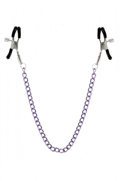 Зажимы для сосков с фиолетовой цепочкой Sweet Caress Nipple Chain - Sweet Caress - купить с доставкой в Нижнем Тагиле