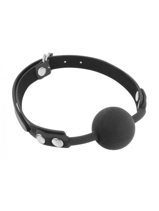 Черный силиконовый кляп-шарик на ремешках - Fetish Tentation - купить с доставкой в Нижнем Тагиле