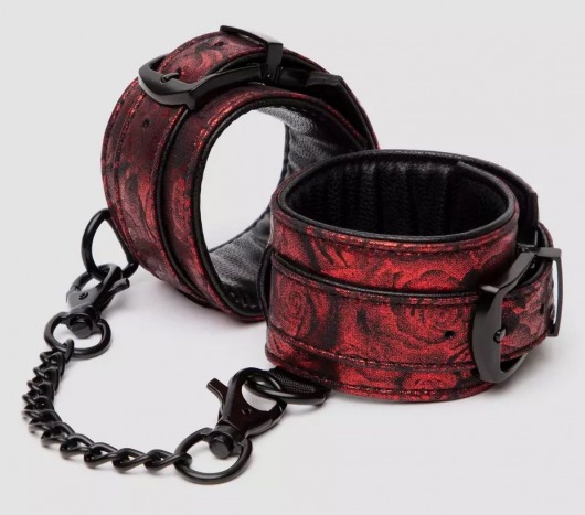 Красно-черные наручники Reversible Faux Leather Wrist Cuffs - Fifty Shades of Grey - купить с доставкой в Нижнем Тагиле