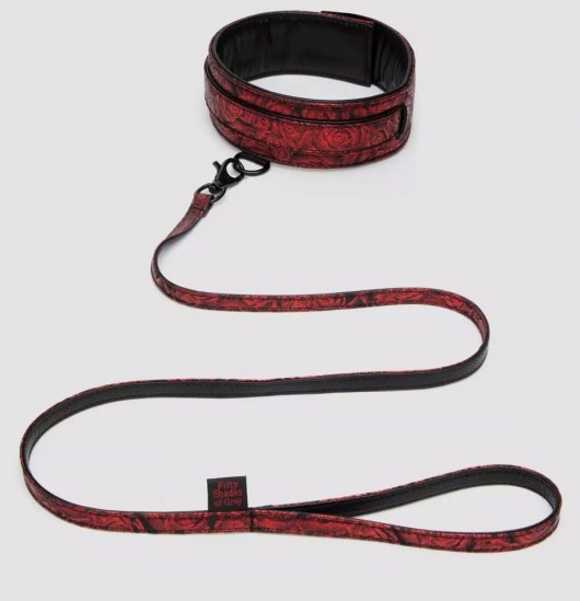 Стильный ошейник с поводком Reversible Faux Leather Collar and Lead - Fifty Shades of Grey - купить с доставкой в Нижнем Тагиле