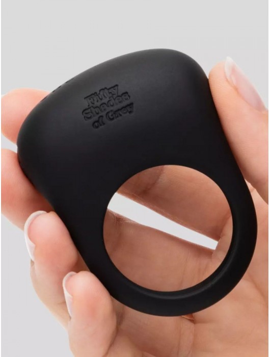 Черное эрекционное виброкольцо Sensation Rechargeable Vibrating Love Ring - Fifty Shades of Grey - в Нижнем Тагиле купить с доставкой