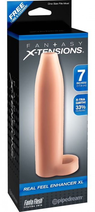 Телесная насадка Real Feel Enhancer XL - 17 см. - Pipedream - в Нижнем Тагиле купить с доставкой