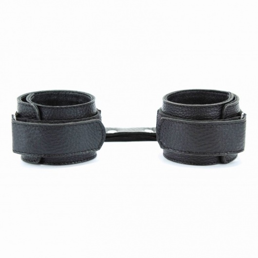 Чёрные кожаные наручники - БДСМ Арсенал - купить с доставкой в Нижнем Тагиле