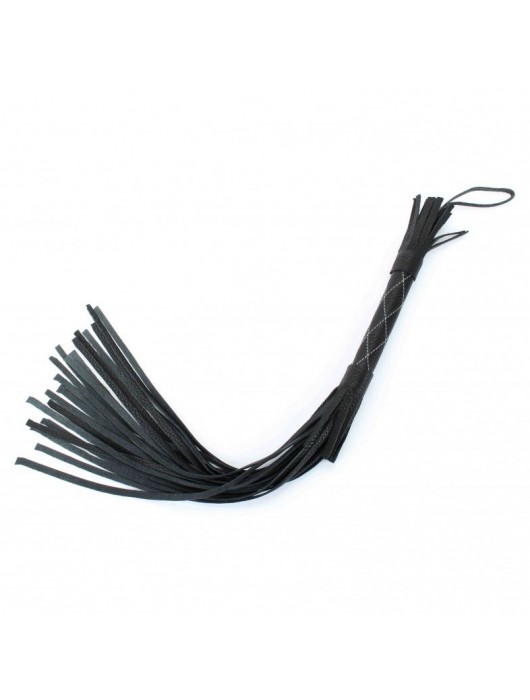 Аккуратная чёрная плетка  из натуральной кожи - БДСМ Арсенал - купить с доставкой в Нижнем Тагиле