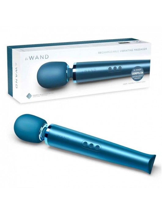 Бирюзовый перезаряжаемый жезловый вибратор Le Wand с 20 режимами - Le Wand