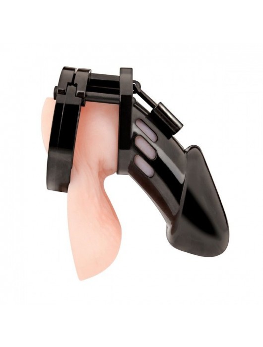 Черная акриловая клетка целомудрия для члена с замком - BlueLine - купить с доставкой в Нижнем Тагиле