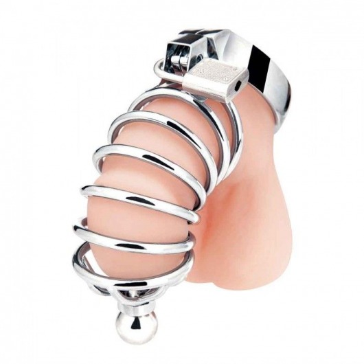 Серебристая клетка для члена Urethral Play Cage - BlueLine - купить с доставкой в Нижнем Тагиле