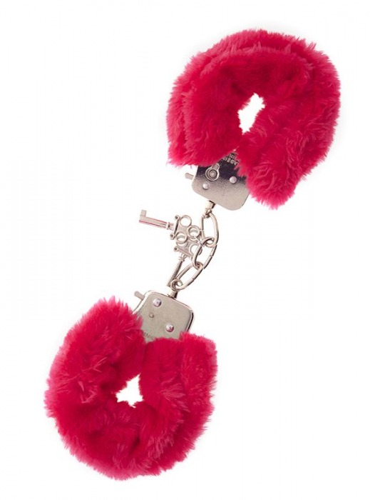 Металлические наручники с красной меховой опушкой METAL HANDCUFF WITH PLUSH RED - Dream Toys - купить с доставкой в Нижнем Тагиле