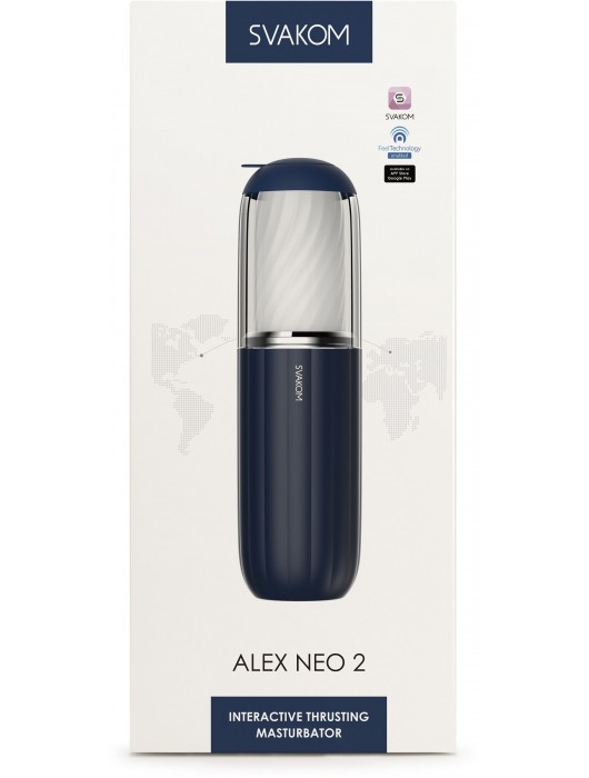 Черно-белый интерактивный мастурбатор Alex Neo 2 - Svakom - в Нижнем Тагиле купить с доставкой