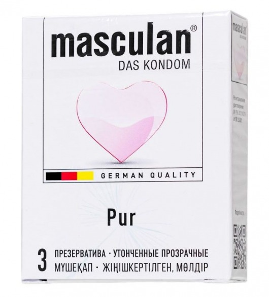 Супертонкие презервативы Masculan Pur - 3 шт. - Masculan - купить с доставкой в Нижнем Тагиле