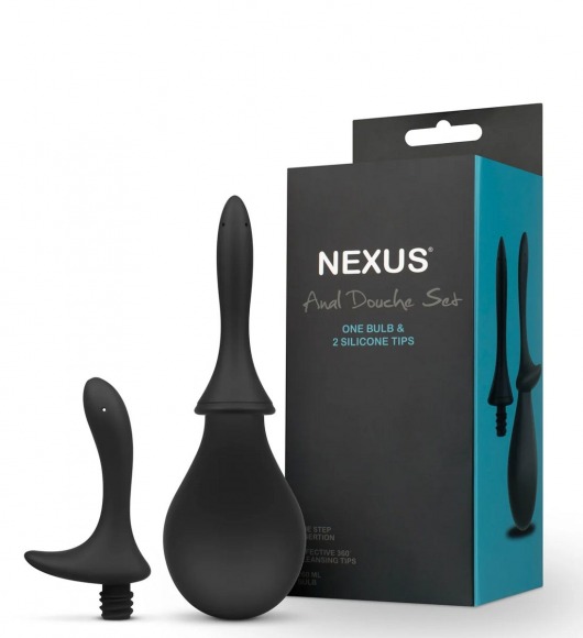 Черный анальный душ Nexus Anal Douche Set с 2 сменными насадками - Nexus Range - купить с доставкой в Нижнем Тагиле