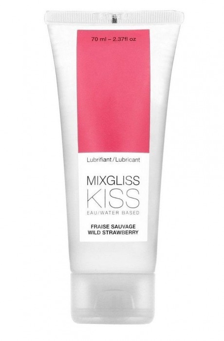 Смазка на водной основе Mixgliss Kiss с ароматом земляники - 70 мл. - Mixgliss - купить с доставкой в Нижнем Тагиле