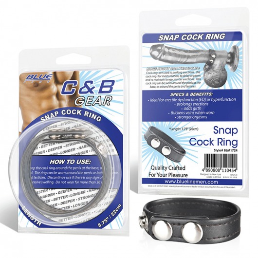 Кольцо на пенис из искусственной кожи на клепках SNAP COCK RING - BlueLine - в Нижнем Тагиле купить с доставкой