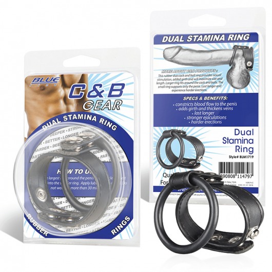 Двойное кольцо выносливости на пенис DUAL STAMINA RING - BlueLine - в Нижнем Тагиле купить с доставкой