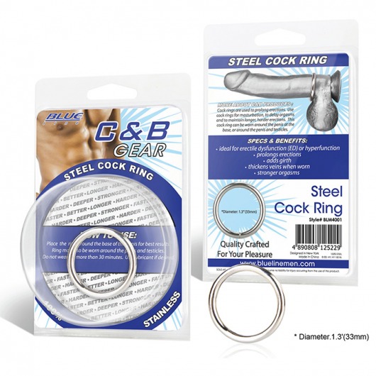 Стальное эрекционное кольцо STEEL COCK RING - 3.5 см. - BlueLine - в Нижнем Тагиле купить с доставкой
