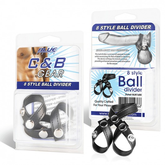 Разделитель мошонки из искусственной кожи на клепках 8 STYLE BALL DIVIDER - BlueLine - купить с доставкой в Нижнем Тагиле
