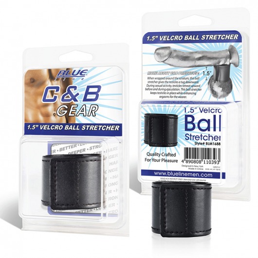 Хомут-утяжка для мошонки из искусственной кожи на липучке VELCRO BALL STRETCHER- 4 см. - BlueLine - в Нижнем Тагиле купить с доставкой