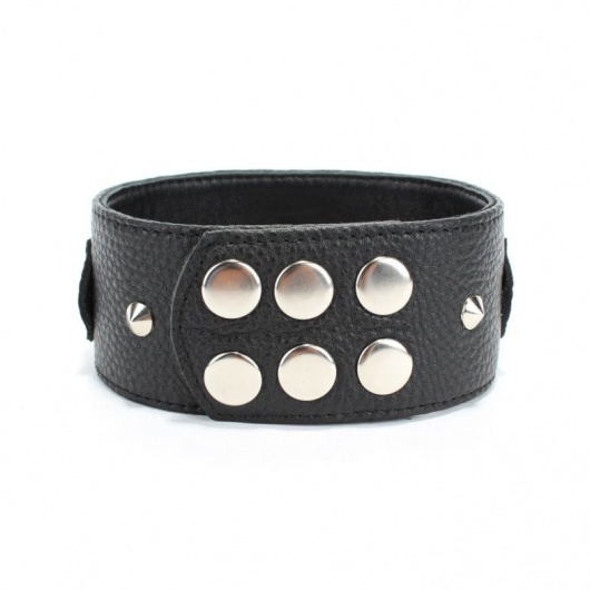 Черный кожаный ошейник с короткими шипами - БДСМ Арсенал - купить с доставкой в Нижнем Тагиле