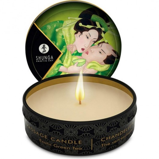 Массажная свеча Exotic Green Tea с ароматом зелёного чая - 30 мл. - Shunga - купить с доставкой в Нижнем Тагиле