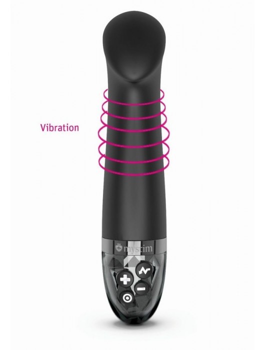 Черный вибратор с функцией электростимуляции Right on Ron - 17 см. - MyStim - купить с доставкой в Нижнем Тагиле