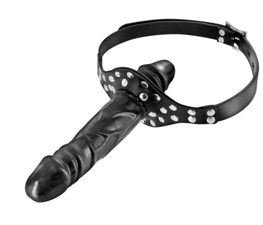 Черный кляп-фаллоимитатор Double Penis Gag - Fetish Tentation - купить с доставкой в Нижнем Тагиле